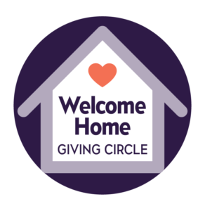 Welcome Home Giving Circle logo of a heart within the outline of a house